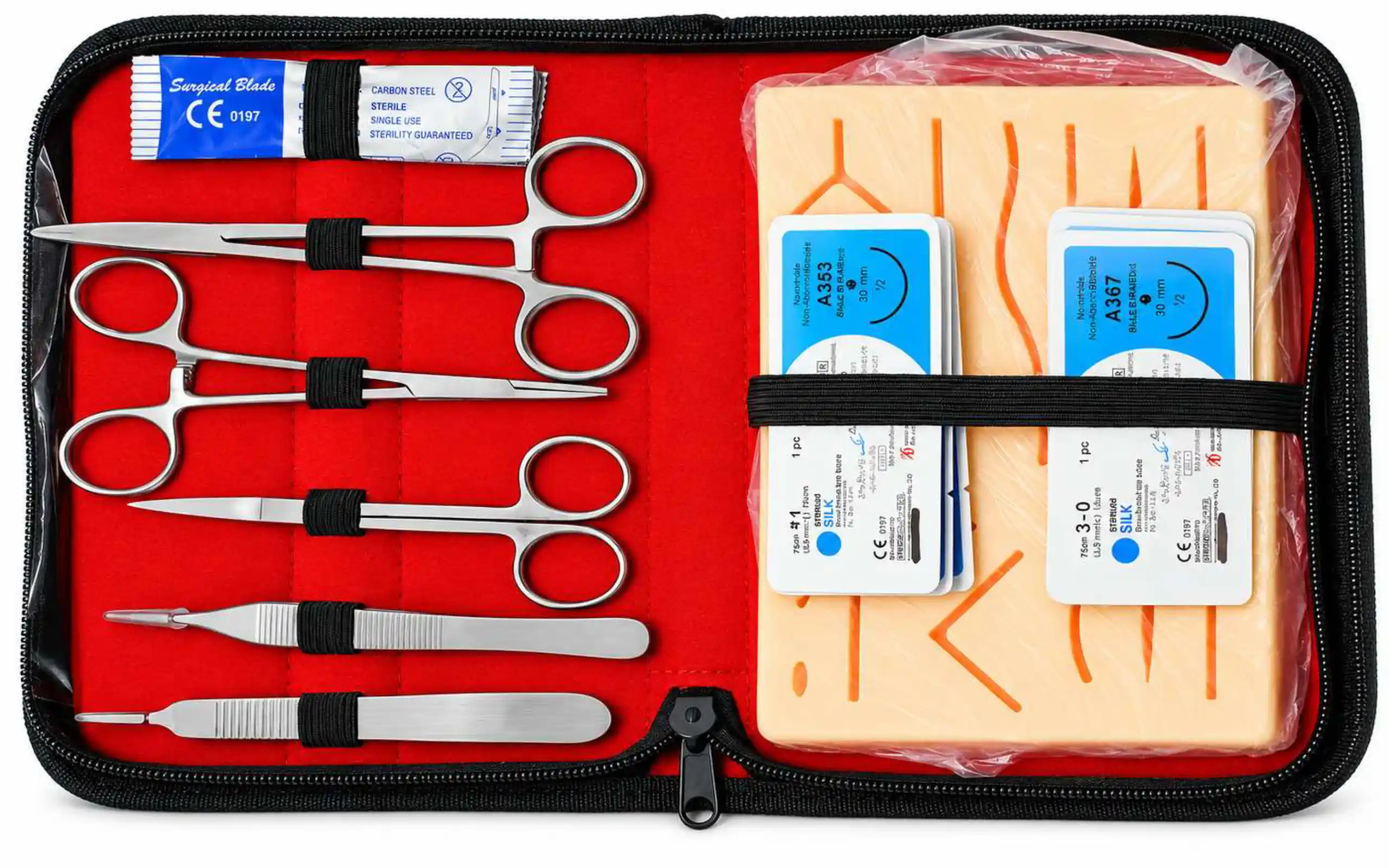 Dental Suture Training Kit with Practice Pad & Instruments