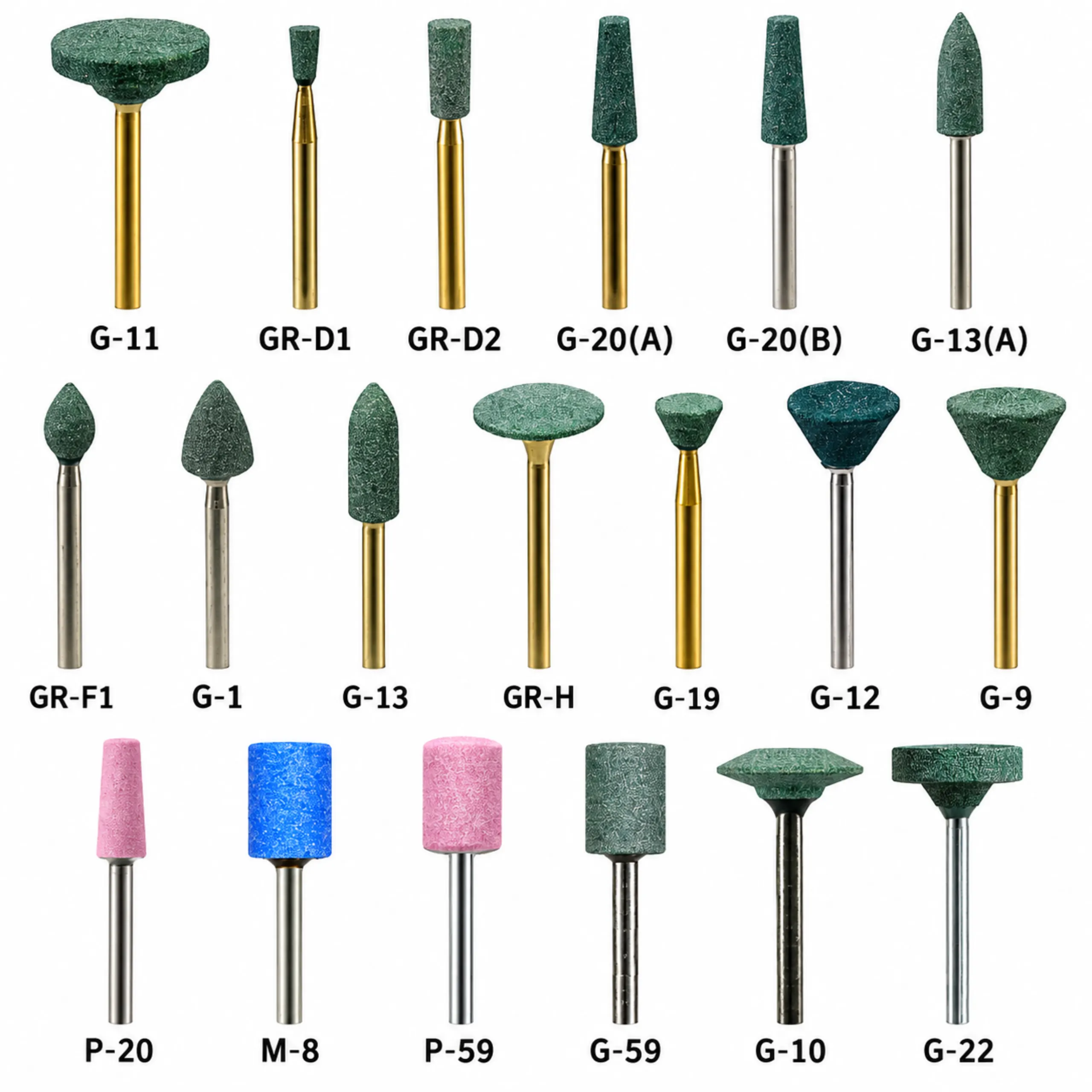 Green Mounted Stones for Dental Porcelain and Composite Finishing